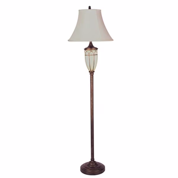 64 in. Floor Lamp with Night Light - Antique Brass and Frosted Glass